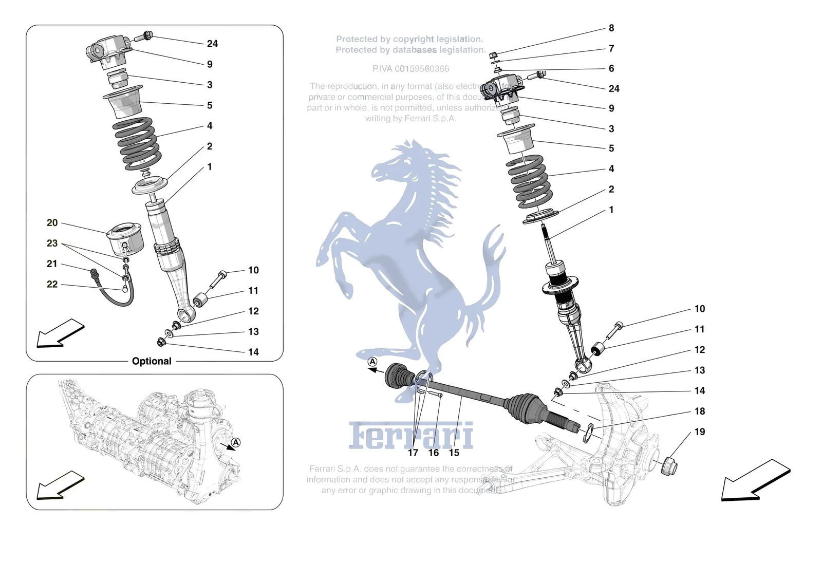 Ferrari SF90 XX Spider [MECHANICAL SYSTEM] - D.25.01 - FRONT SUSPENSION - SHOCK ABSORBERS exploded diagram