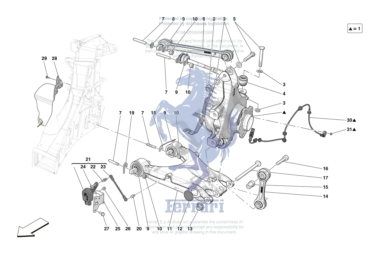 Ferrari SF90 XX Spider [MECHANICAL SYSTEM] - D.27.02 - REAR SUSPENSION - ARMS exploded diagram