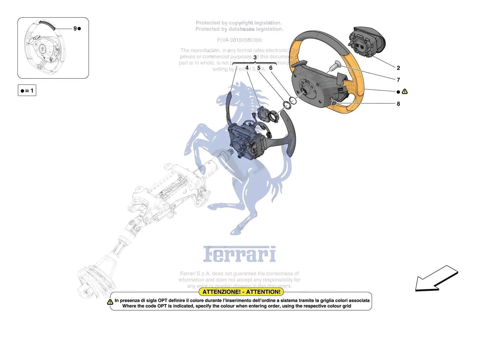 Ferrari SF90 XX Spider [MECHANICAL SYSTEM] - D.30.02 - STEERING WHEEL AND STEERING SYSTEM - STEERING WHEEL AND AIRBAG exploded diagram