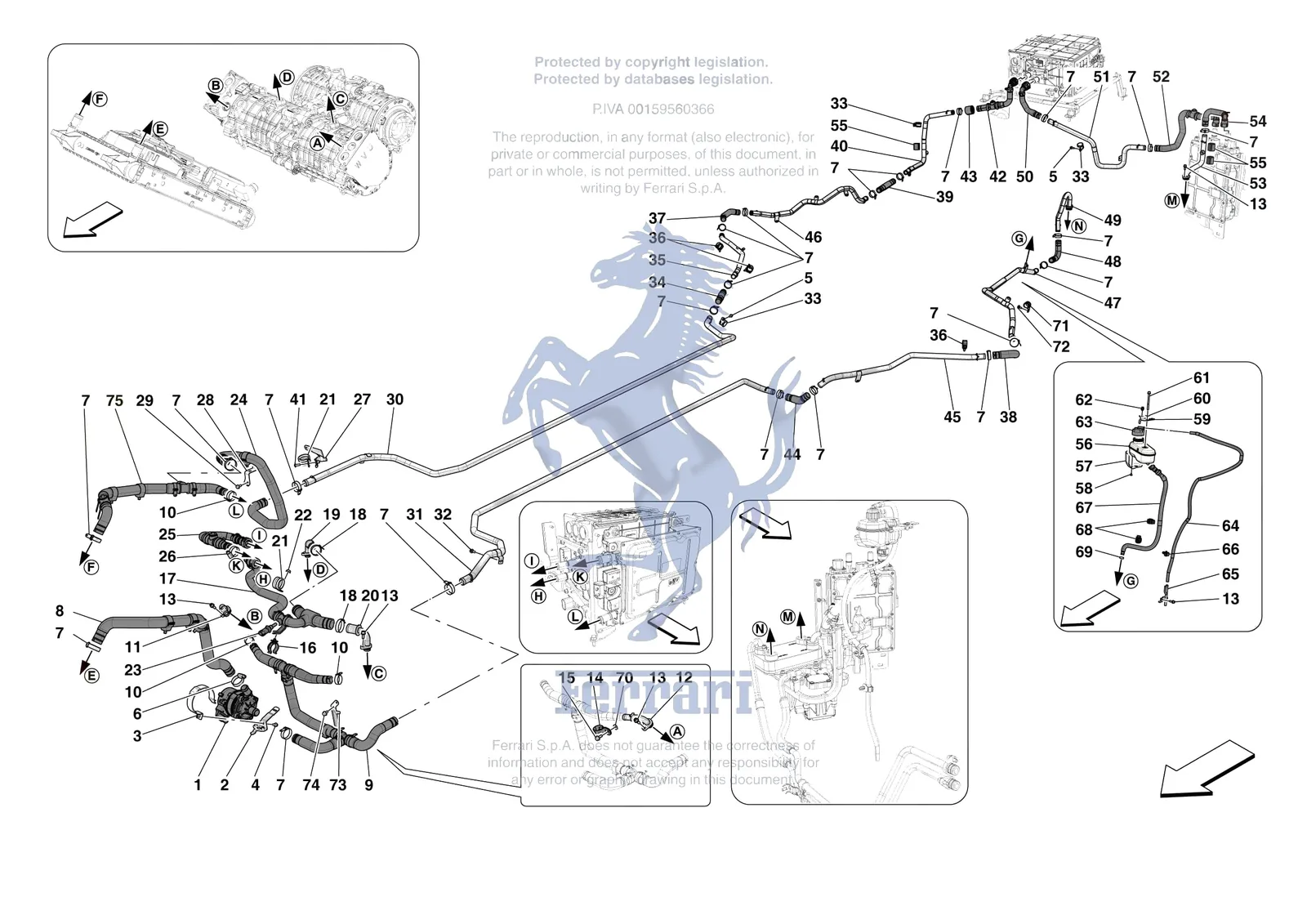 Ferrari SF90 XX Spider [MECHANICAL SYSTEM] - D.35 - INVERTER COOLING exploded diagram