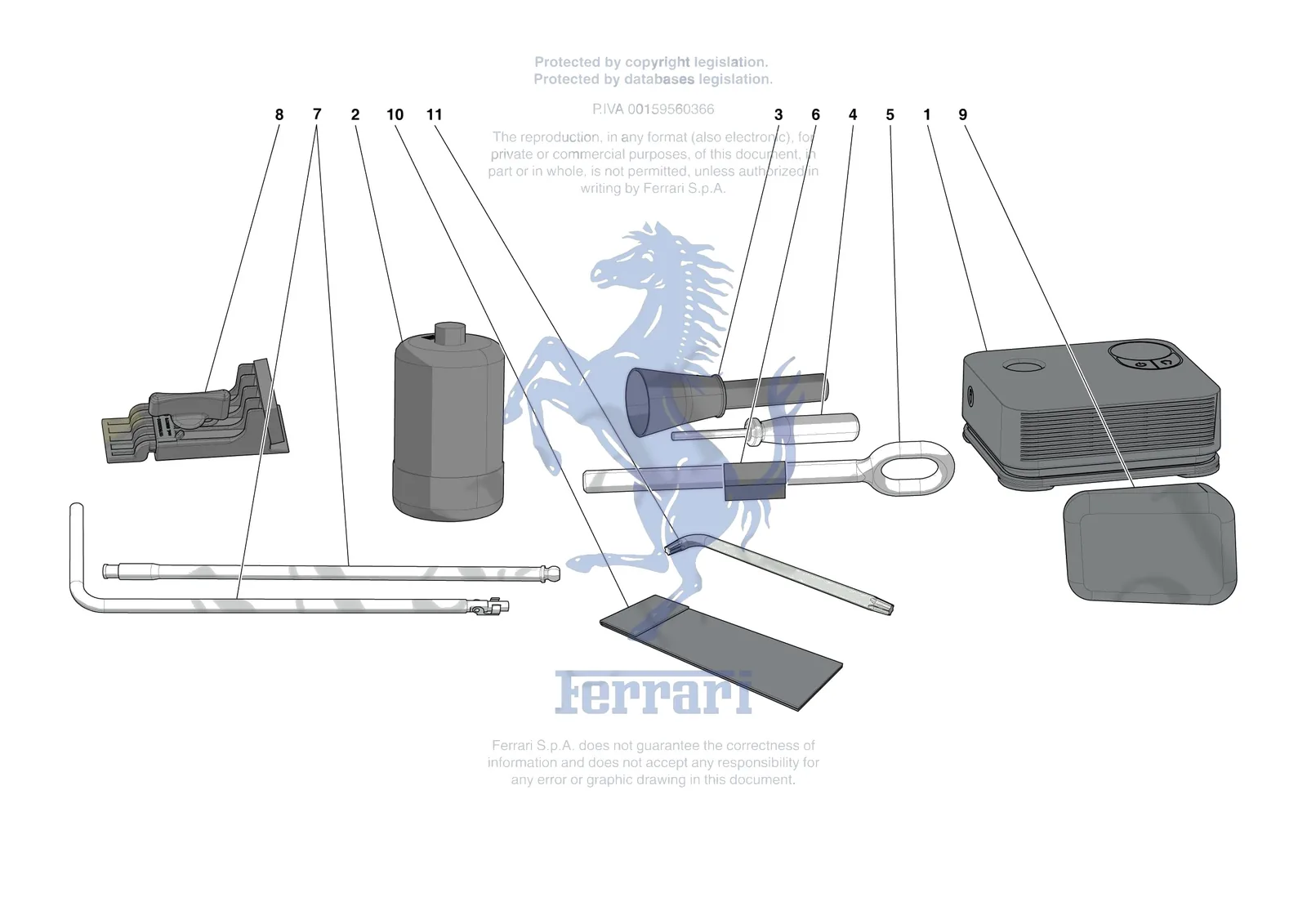 Ferrari SF90 XX Spider [MECHANICAL SYSTEM] - D.38 - TOOLS PROVIDED WITH VEHICLE exploded diagram