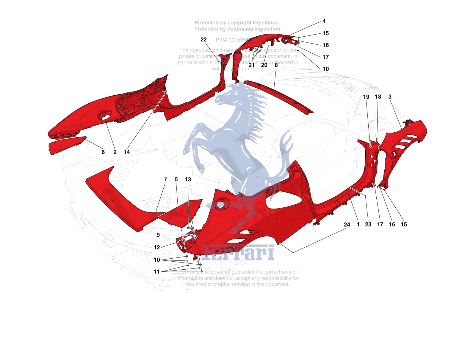 Ferrari SF90 XX Spider [VEHICLE TRIM] - E.02 - LATERAL OUTER BODYSHELL exploded diagram