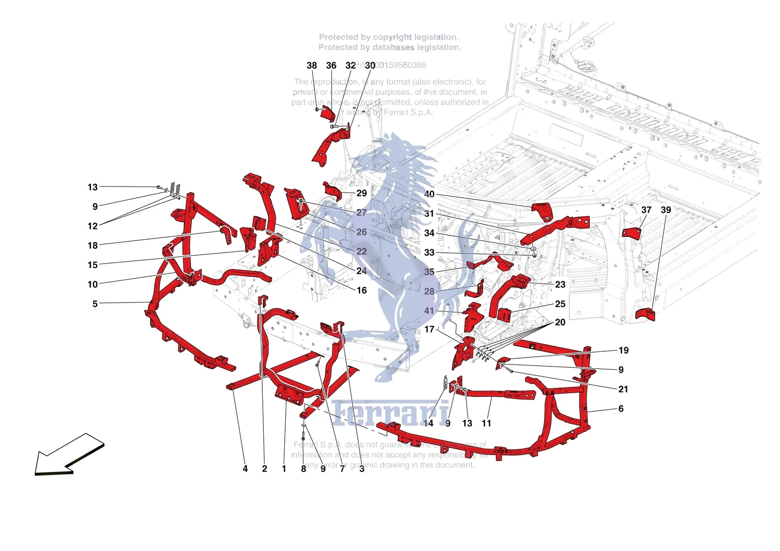 Ferrari SF90 XX Spider [VEHICLE TRIM] - E.05 - FRONT SUBSTRUCTURE exploded diagram