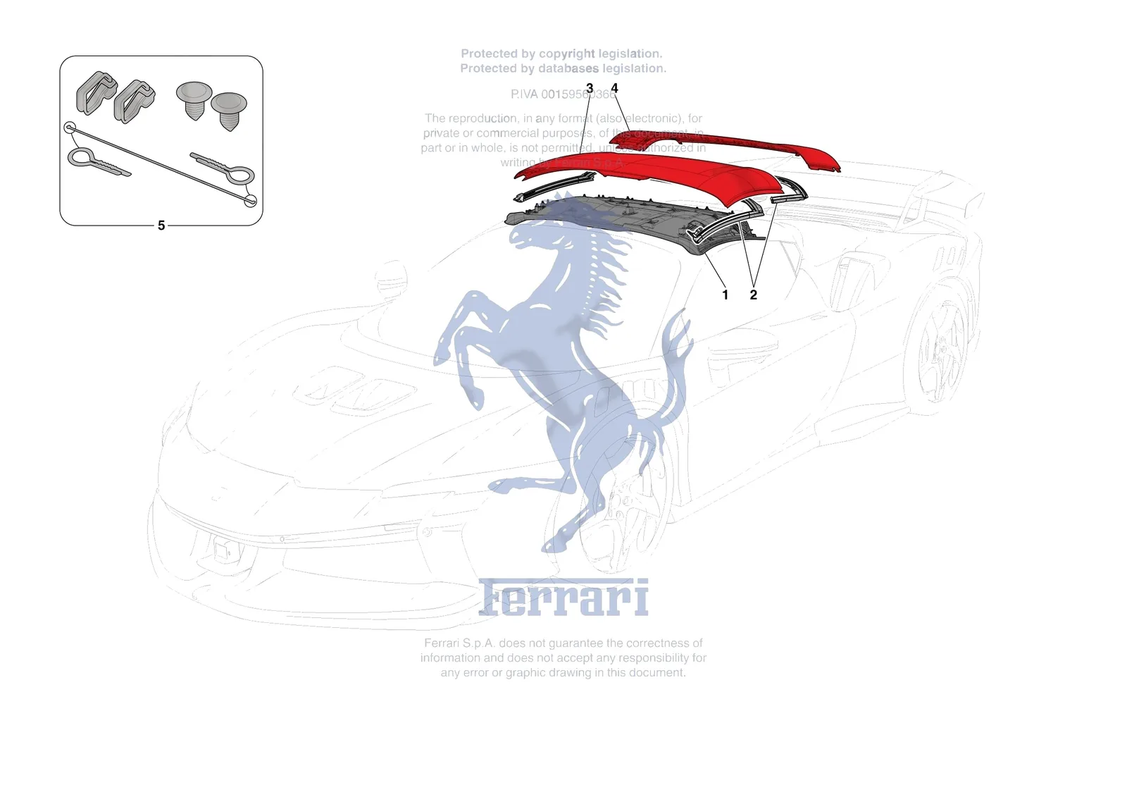Ferrari SF90 XX Spider [VEHICLE TRIM] - E.13.01 - ROOF - TRIM exploded diagram