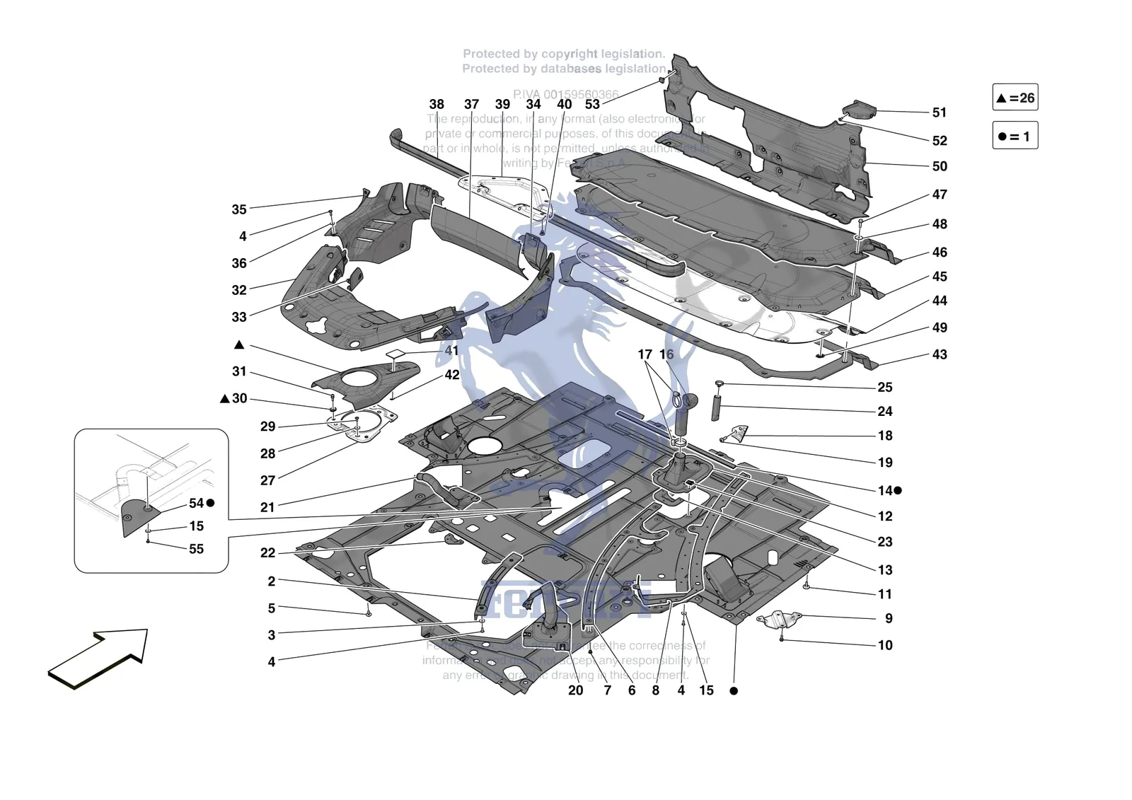 Ferrari SF90 XX Spider [VEHICLE TRIM] - E.16 - REAR SHIELDS exploded diagram