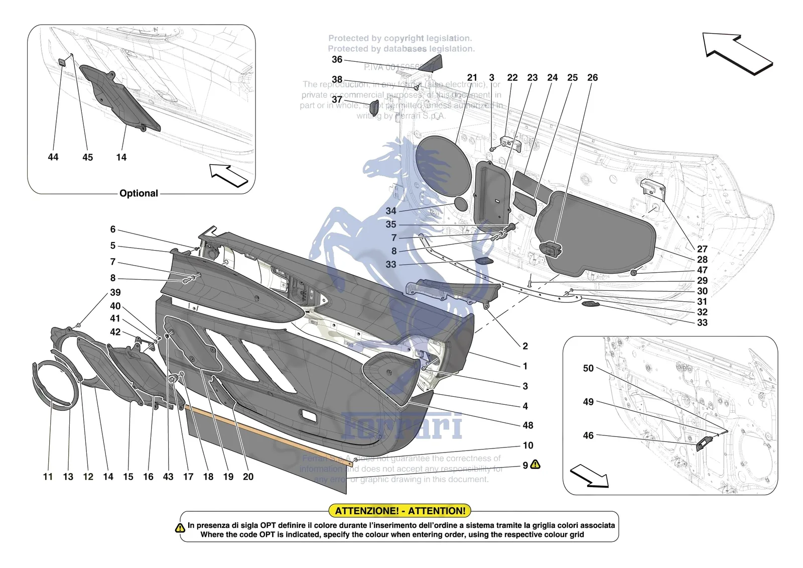 Ferrari SF90 XX Spider [VEHICLE TRIM] - E.29.01 - DOORS - TRIM exploded diagram