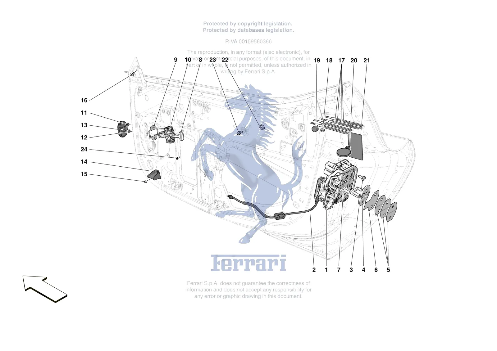Ferrari SF90 XX Spider [VEHICLE TRIM] - E.29.02 - DOORS - OPENING MECHANISMS AND HINGES exploded diagram