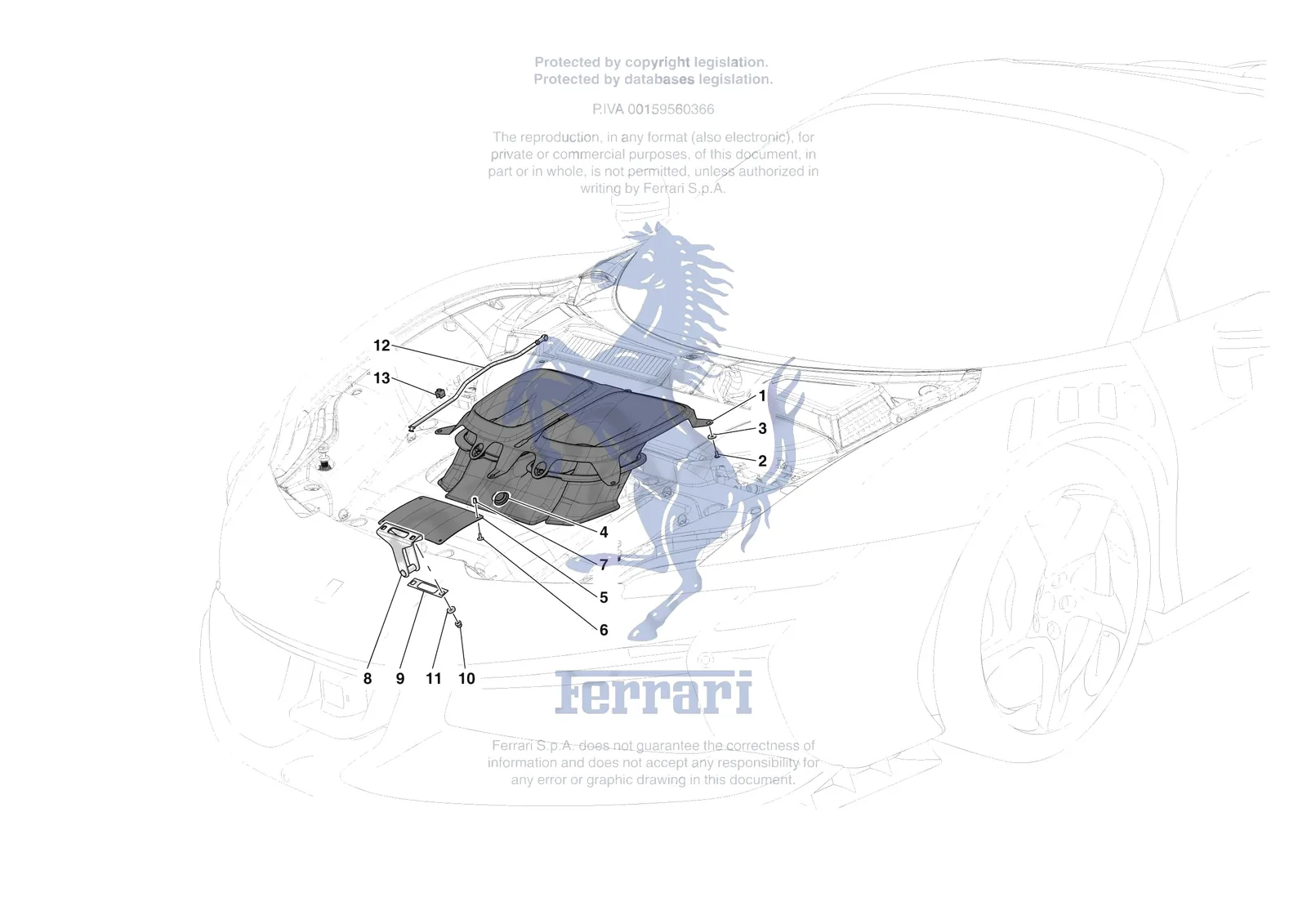 Ferrari SF90 XX Spider [VEHICLE TRIM] - E.33 - FRONT LID TRIM exploded diagram