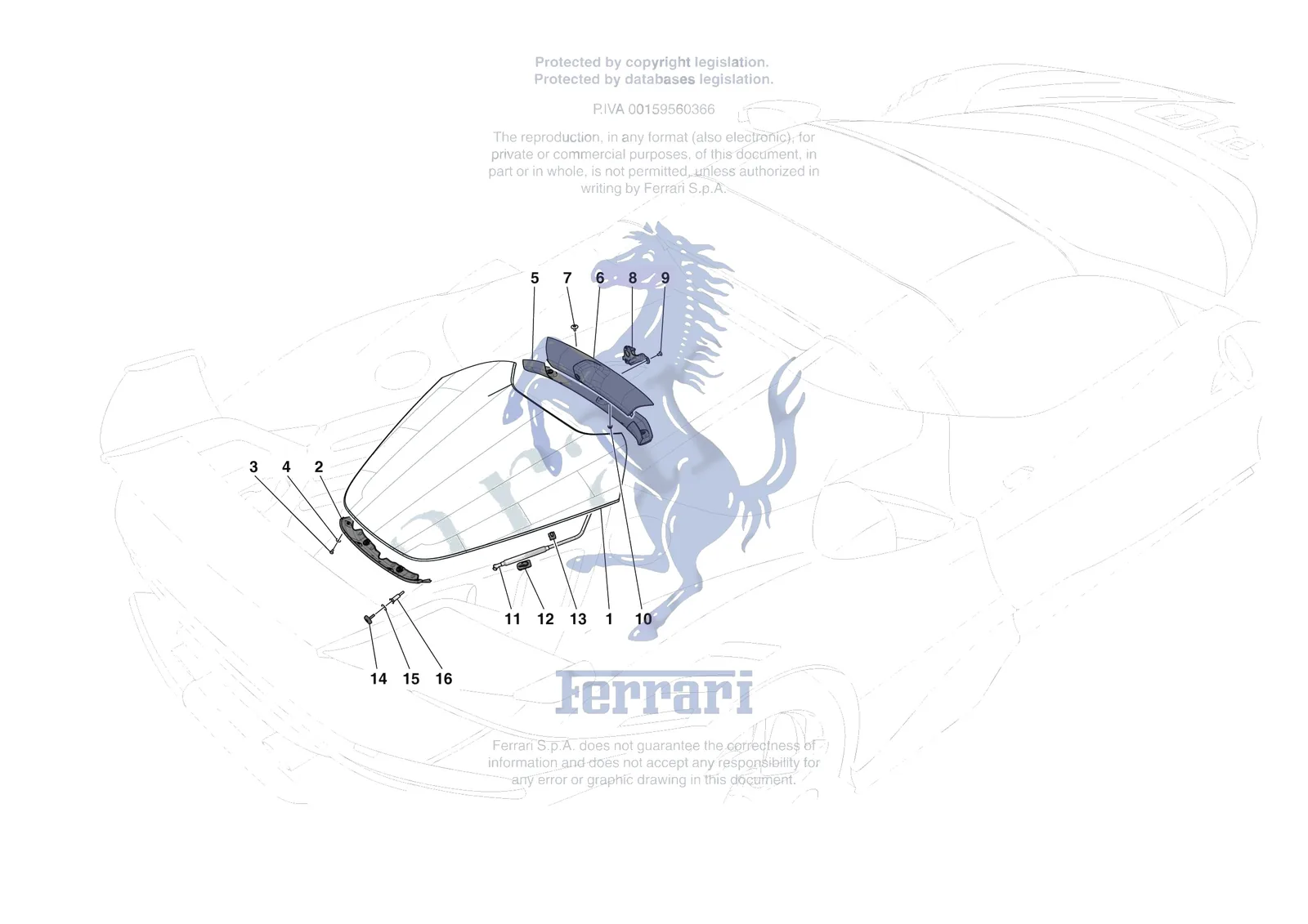 Ferrari SF90 XX Spider [VEHICLE TRIM] - E.36 - REAR LID TRIM exploded diagram