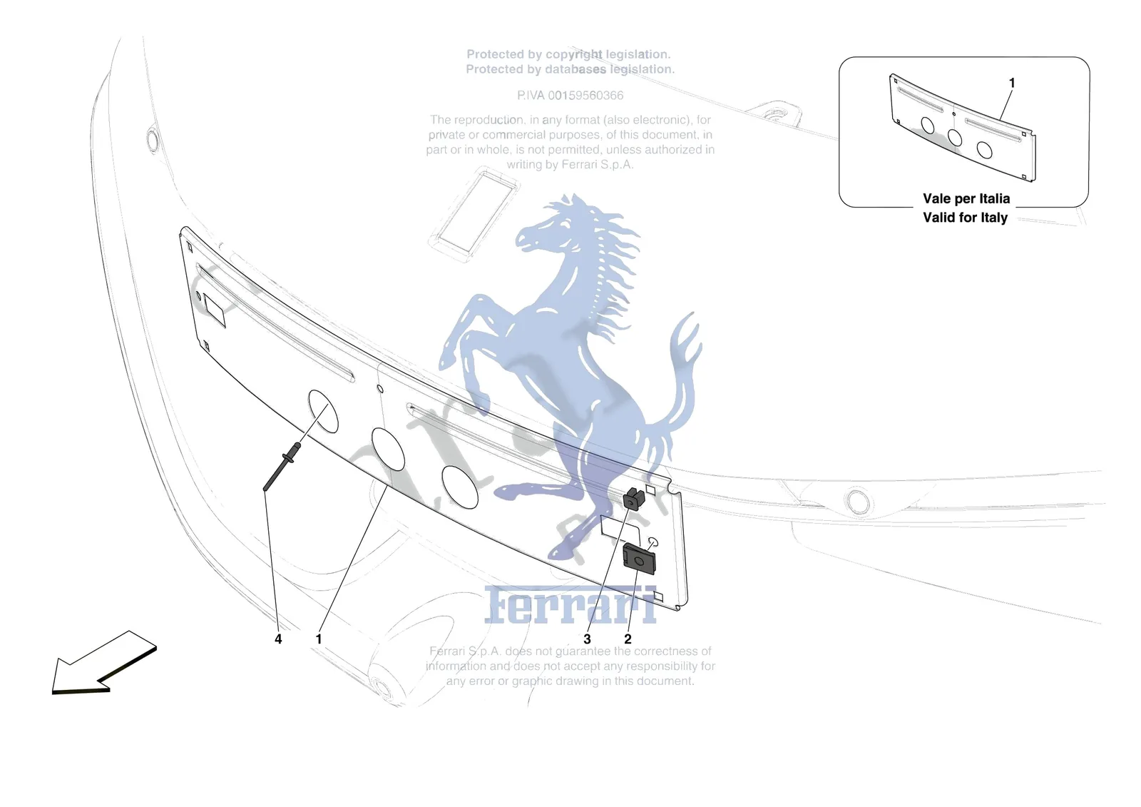 Ferrari SF90 XX Spider [VEHICLE TRIM] - E.41 - INSTALLING FRONT LICENSE PLATE exploded diagram