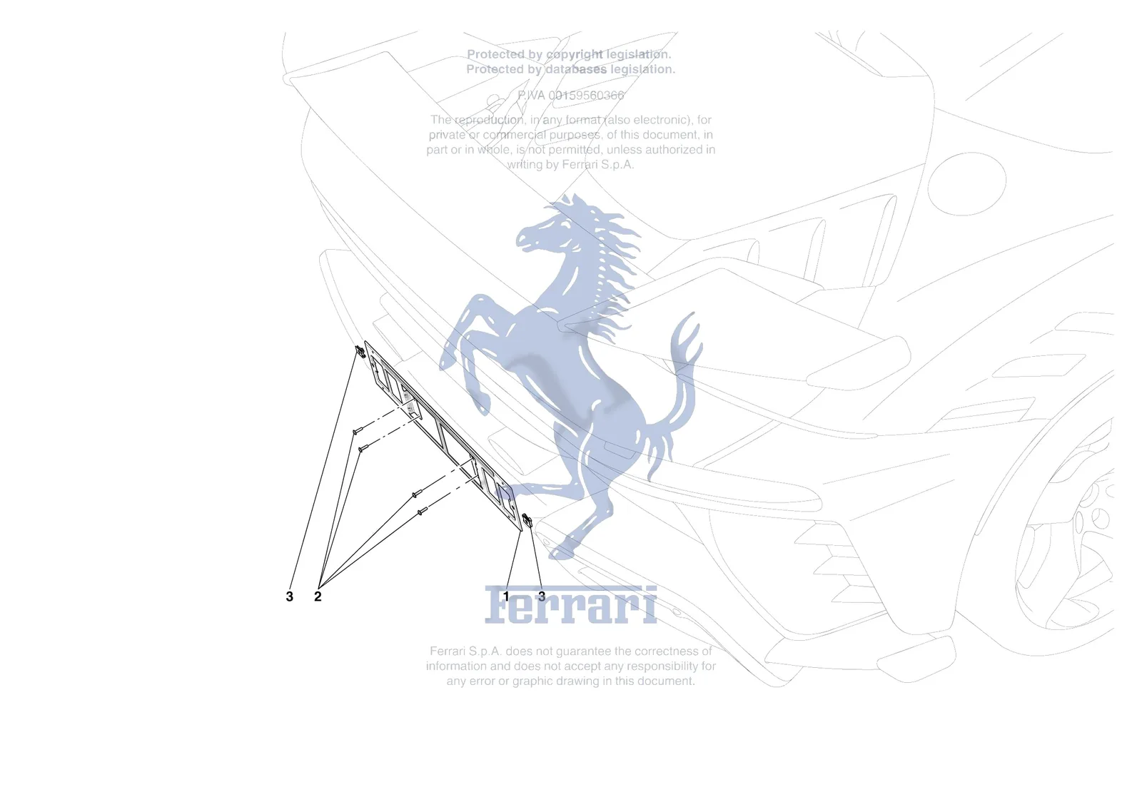 Ferrari SF90 XX Spider [VEHICLE TRIM] - E.43 - REAR LICENCE PLATE INSTALLATION exploded diagram