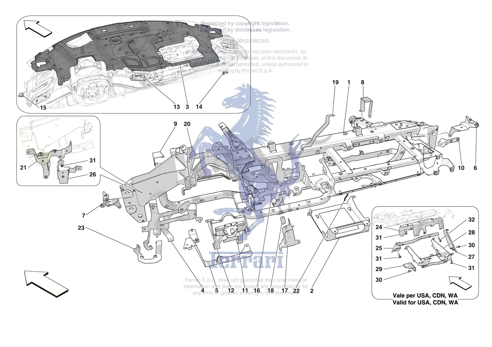 Ferrari SF90 XX Spider [VEHICLE TRIM] - E.47.01 - DASHBOARD - SUBSTRUCTURE -Not for RHD- exploded diagram