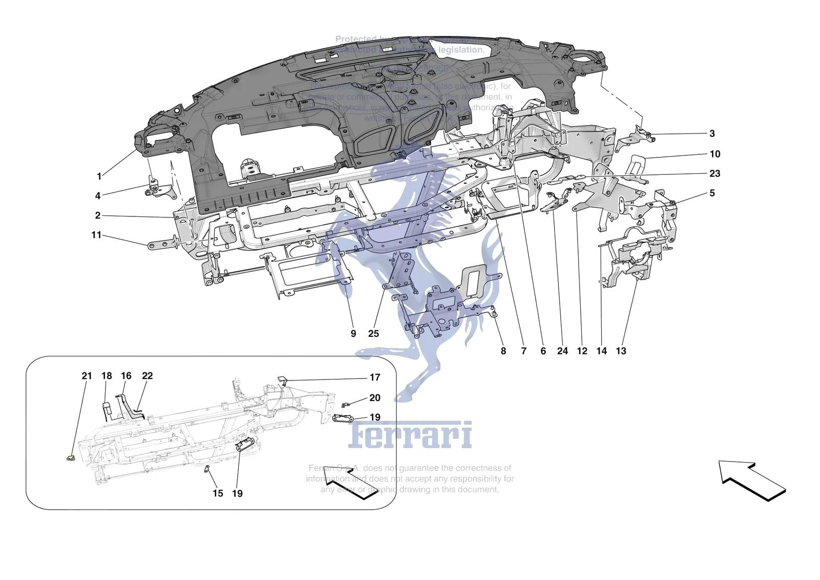 Ferrari SF90 XX Spider [VEHICLE TRIM] - E.47.02 - DASHBOARD - SUBSTRUCTURE -Applicable for RHD- exploded diagram