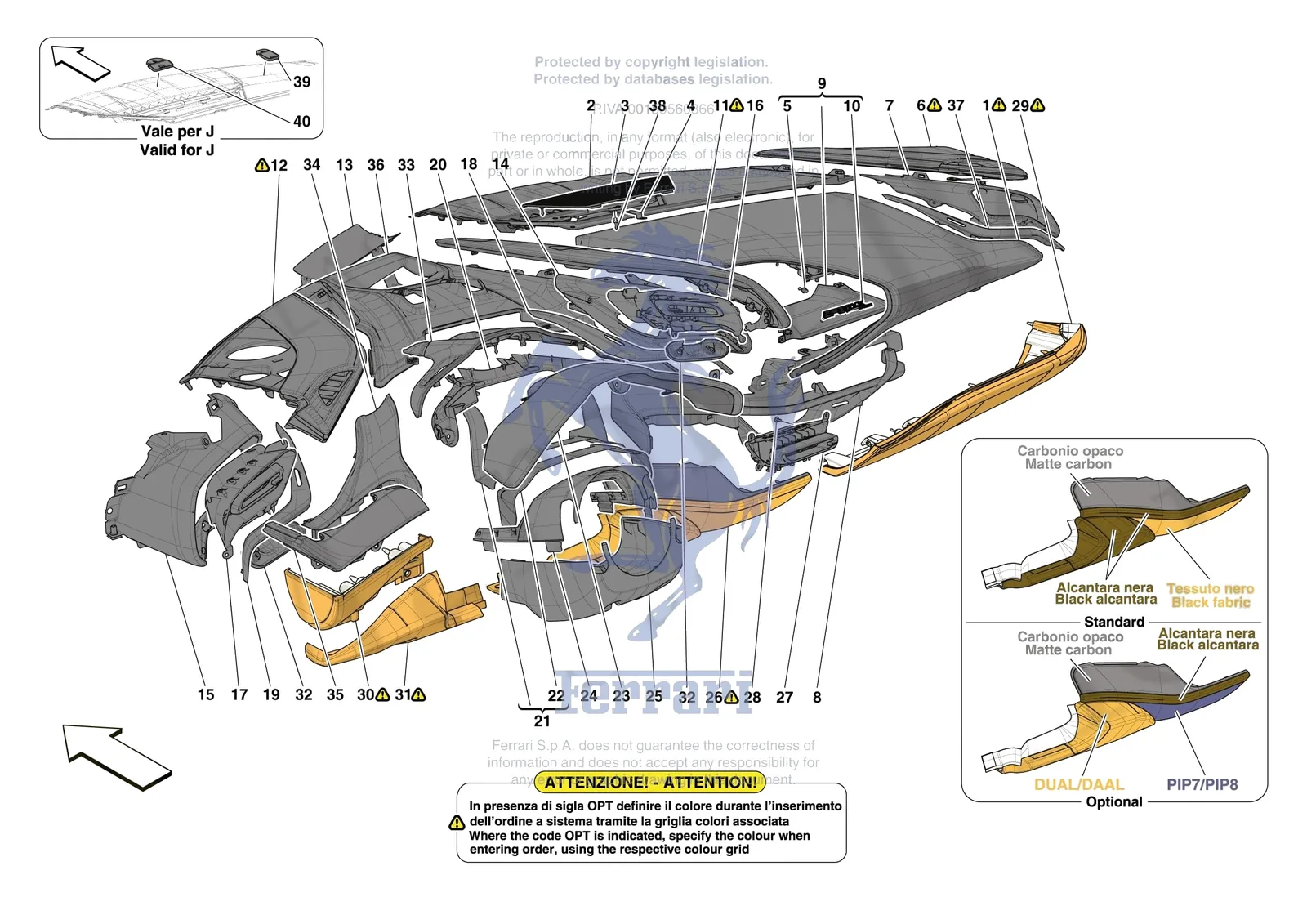 Ferrari SF90 XX Spider [VEHICLE TRIM] - E.47.03 - DASHBOARD - TRIM -Not for RHD- exploded diagram