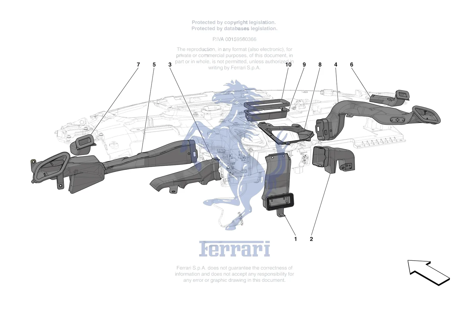 Ferrari SF90 XX Spider [VEHICLE TRIM] - E.47.05 - DASHBOARD - DUCTS -Not for RHD- exploded diagram