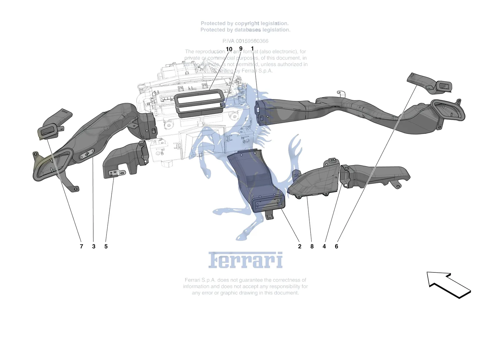 Ferrari SF90 XX Spider [VEHICLE TRIM] - E.47.06 - DASHBOARD - DUCTS -Applicable for RHD- exploded diagram