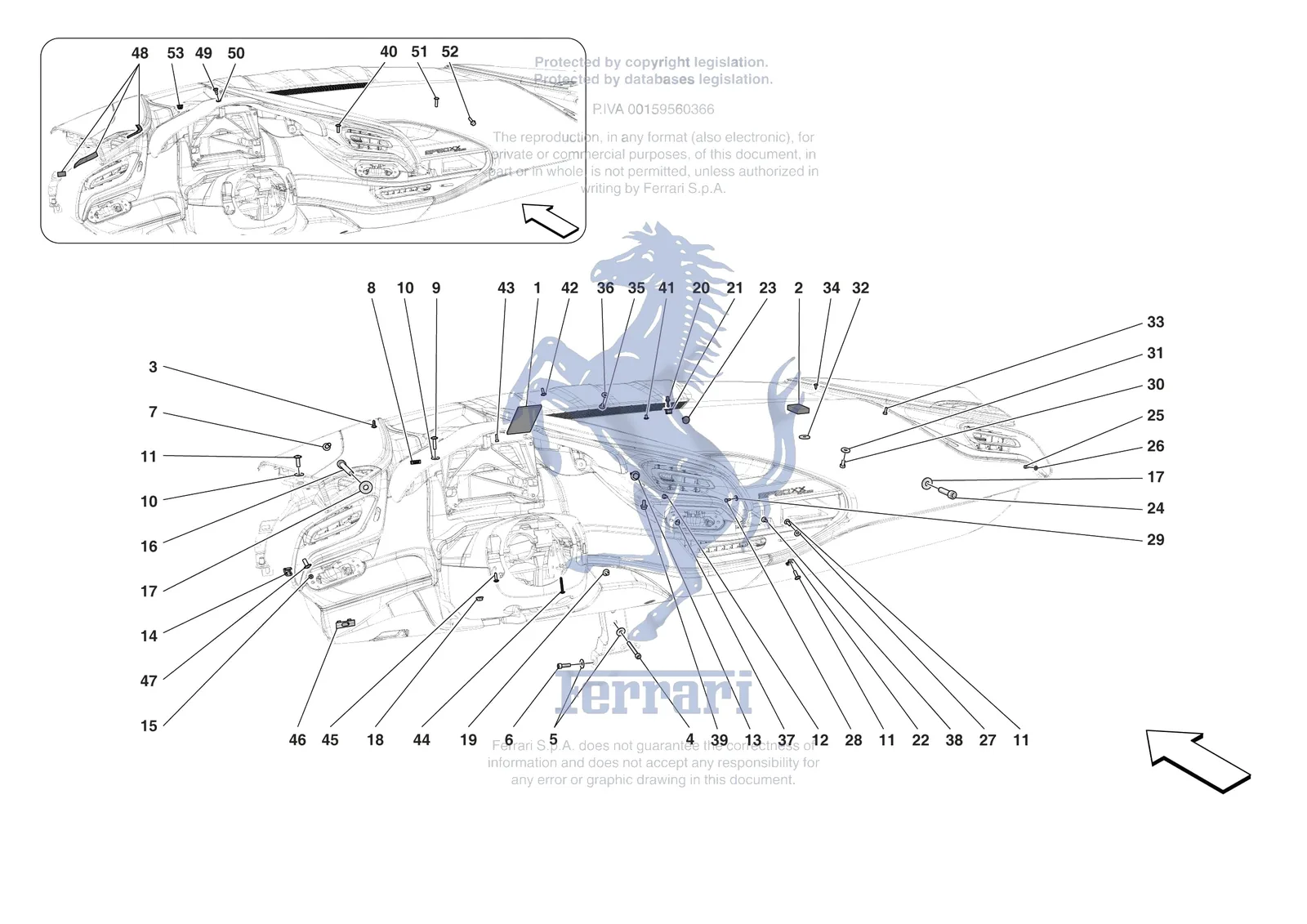 Ferrari SF90 XX Spider [VEHICLE TRIM] - E.47.09 - DASHBOARD - FASTENERS exploded diagram