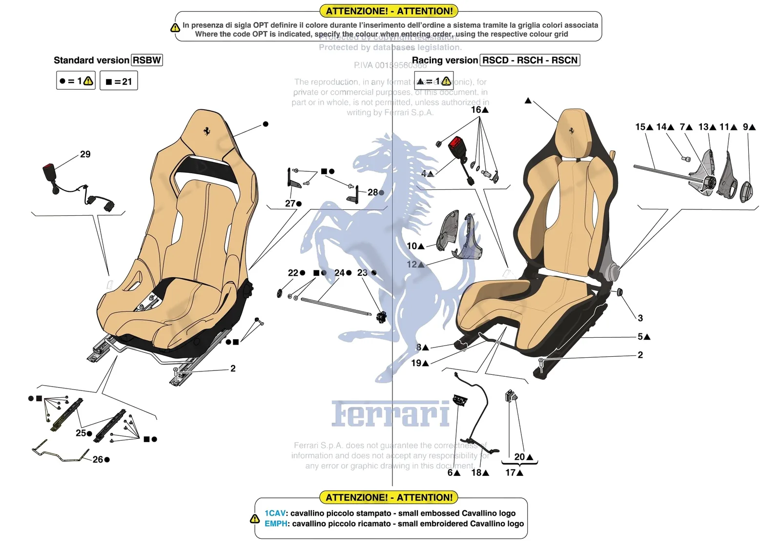 Ferrari SF90 XX Spider [VEHICLE TRIM] - E.51.03 - FRONT SEATS - RACING SEAT exploded diagram
