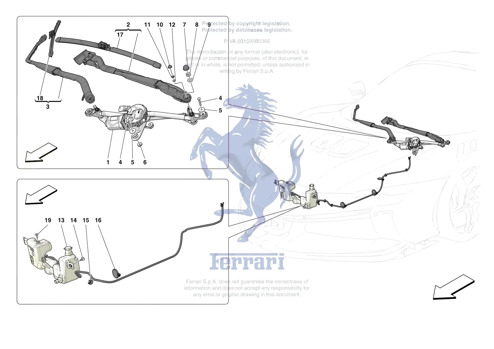 Ferrari SF90 XX Spider [VEHICLE TRIM] - E.55 - WIPERS AND HEADLAMP WASHERS exploded diagram
