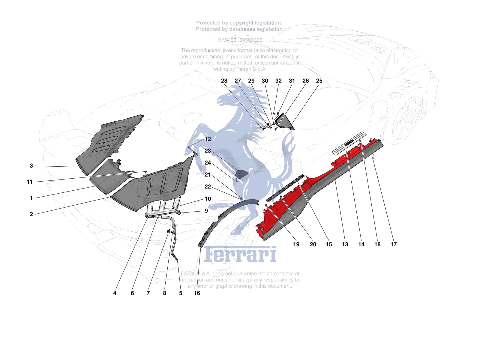 Ferrari SF90 XX Spider [VEHICLE TRIM] - E.59 - EXTERNAL LATERAL TRIM exploded diagram