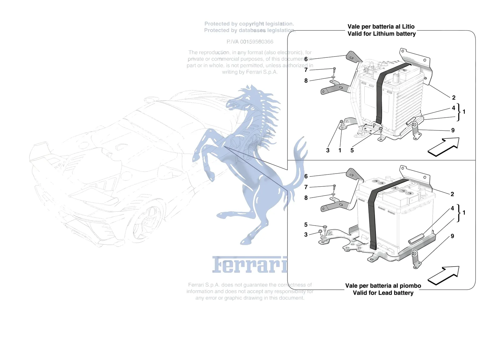 Ferrari SF90 XX Spider [VEHICLE TRIM] - E.61 - BATTERY INSTALLATION exploded diagram