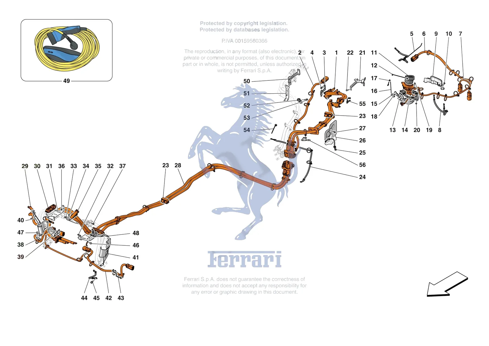 Ferrari SF90 XX Spider [ELECTRICAL SYSTEM] - F.14 - HIGH VOLTAGE WIRING HARNESSES exploded diagram