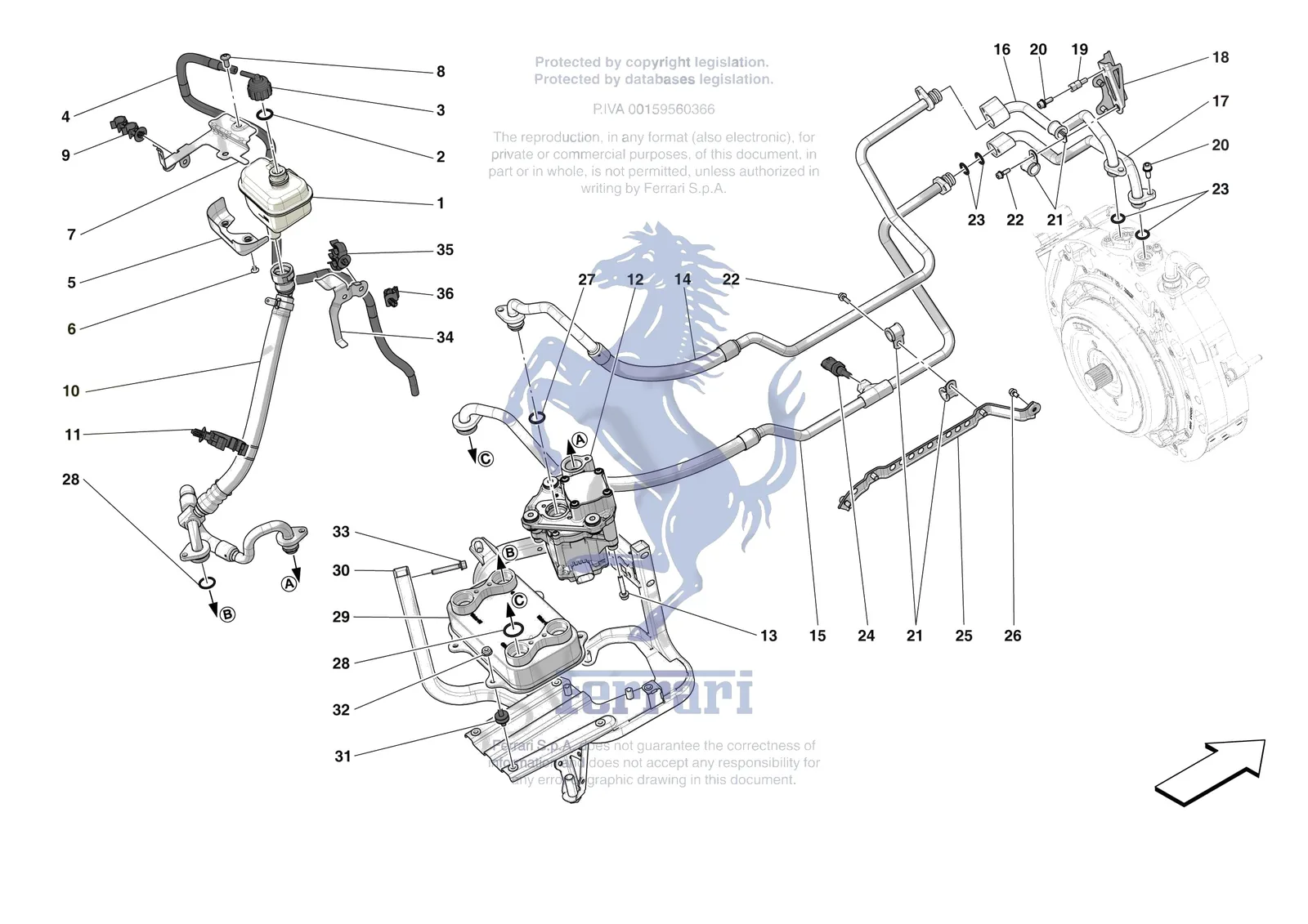 Ferrari SF90 XX Spider [ELECTRICAL SYSTEM] - F.20 - ELECTRIC MACHINE COOLING exploded diagram