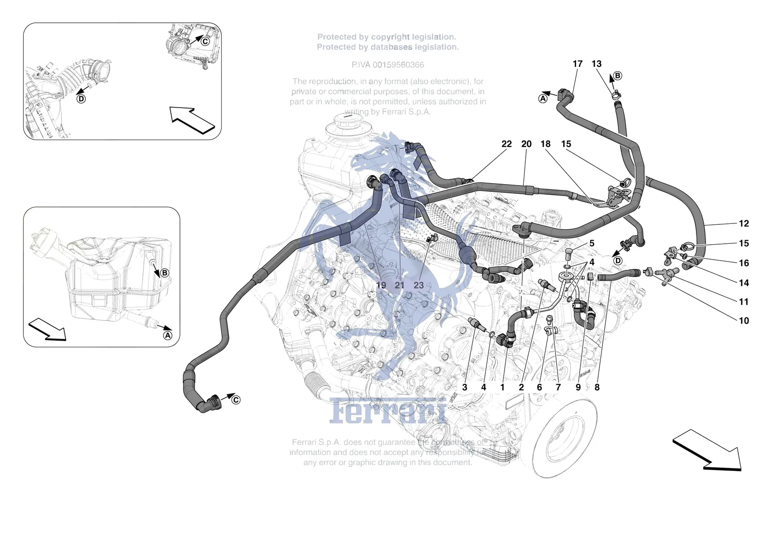 Ferrari SF90 XX Stradale [ENGINE] - B.21 - VENTS exploded diagram