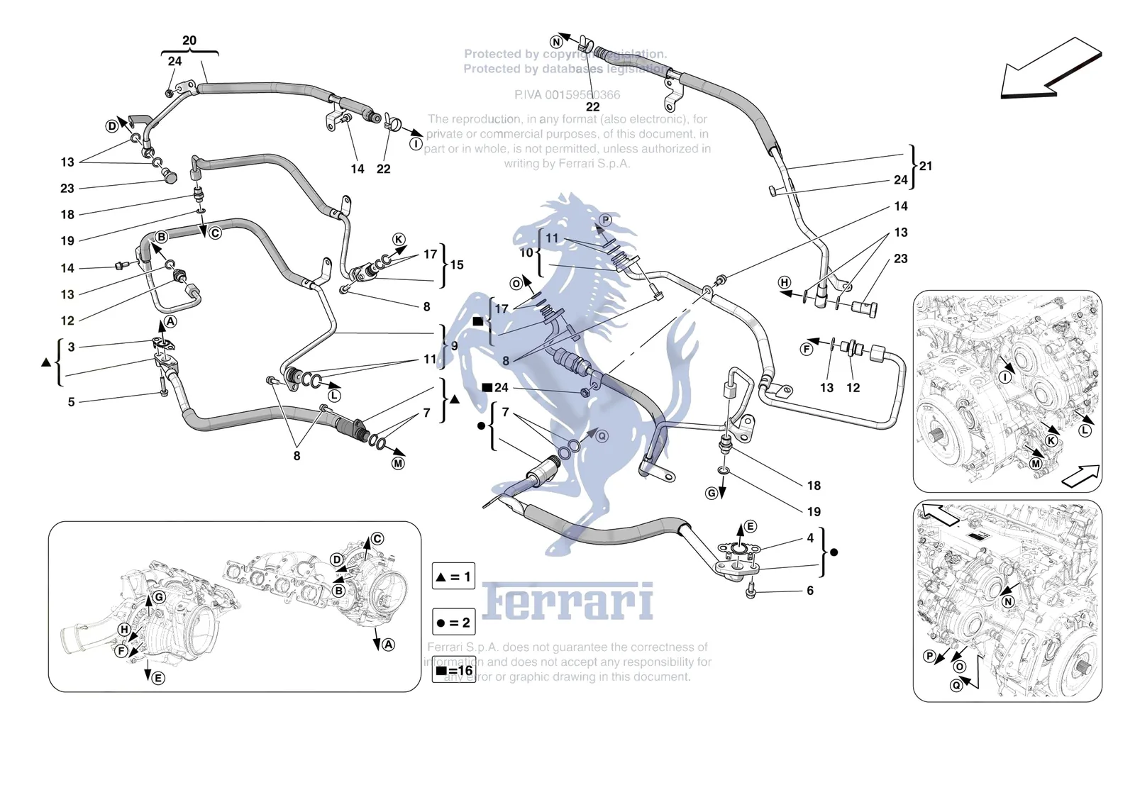Ferrari SF90 XX Stradale [ENGINE] - B.23 - FORCED INDUCTION SYSTEM PIPES exploded diagram