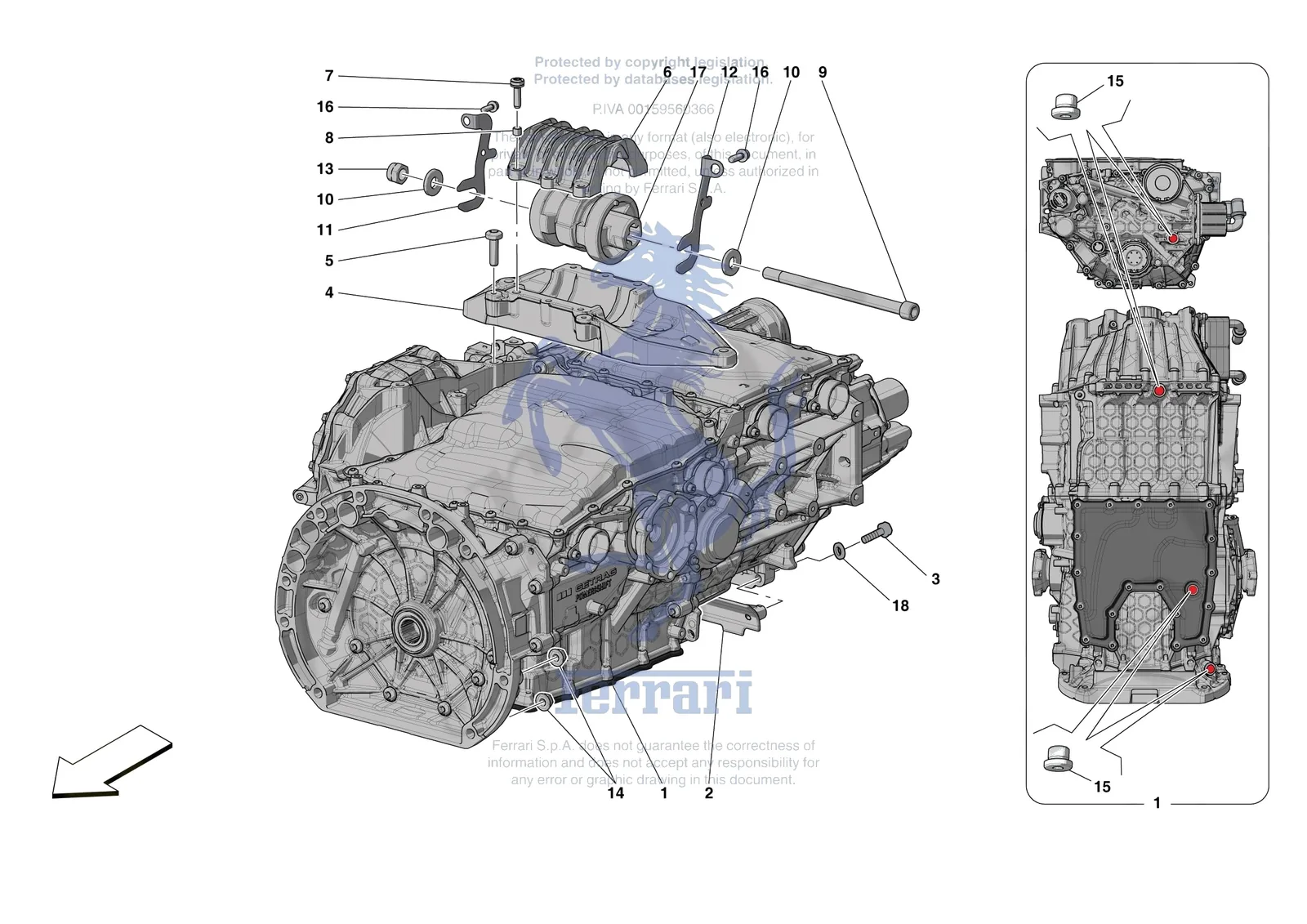 Ferrari SF90 XX Stradale [GEARBOX] - C.01.01 - GEARBOX AND FASTENERS exploded diagram