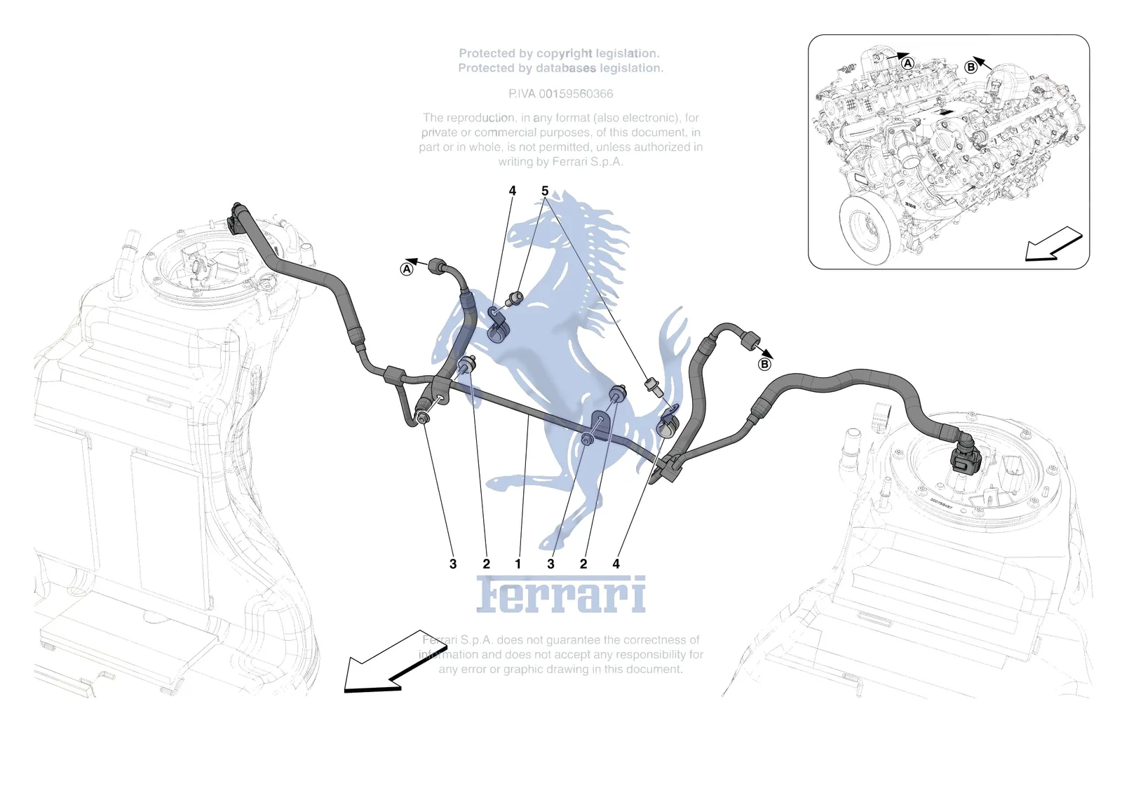 Ferrari SF90 XX Stradale [MECHANICAL SYSTEM] - D.02 - ENGINE FUEL DELIVERY PIPES exploded diagram