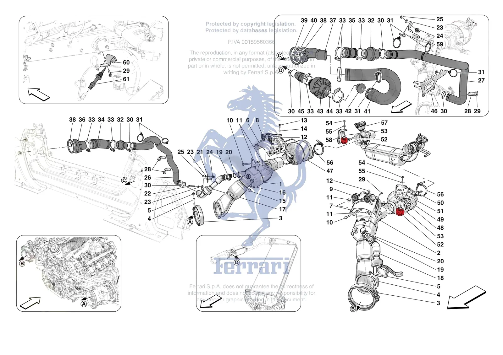 Ferrari SF90 XX Stradale [MECHANICAL SYSTEM] - D.08.02 - EXHAUST SYSTEM - REAR exploded diagram