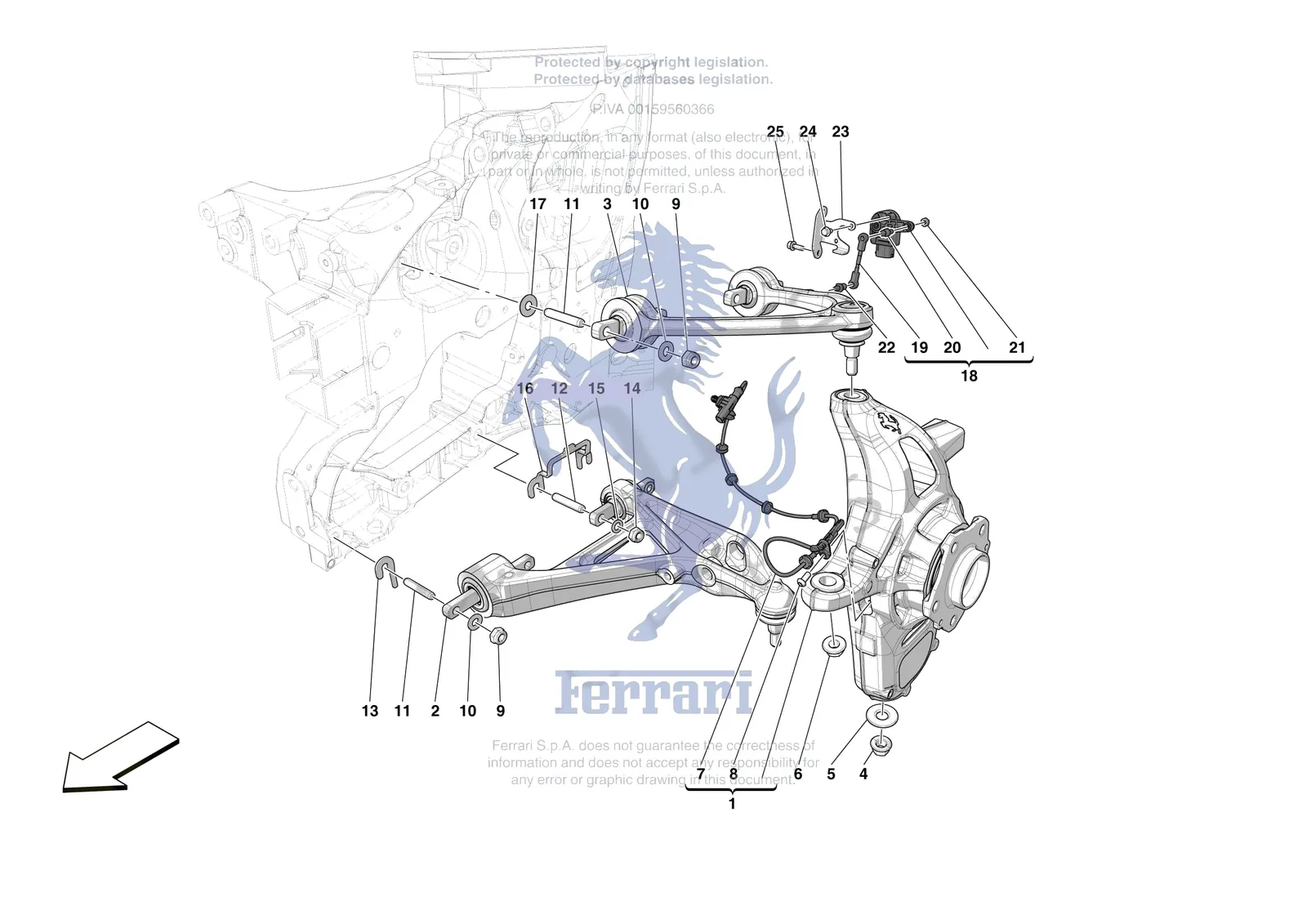 Ferrari SF90 XX Stradale [MECHANICAL SYSTEM] - D.25.02 - FRONT SUSPENSION - ARMS exploded diagram