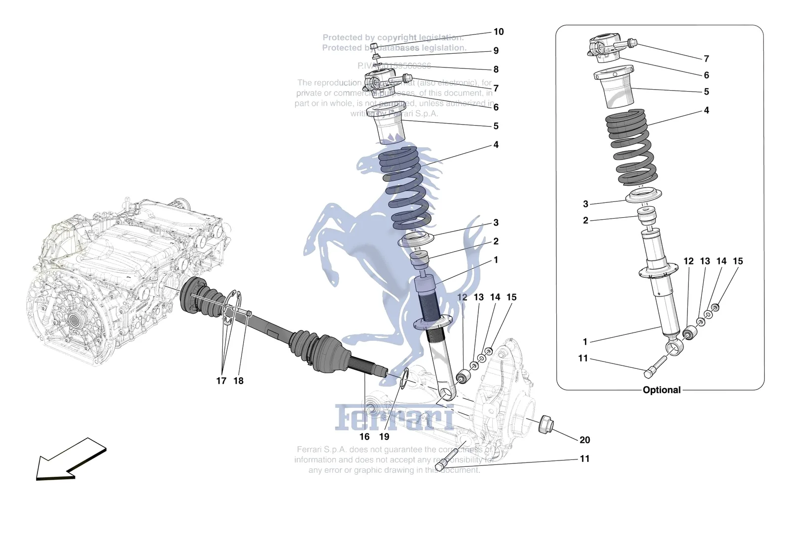 Ferrari SF90 XX Stradale [MECHANICAL SYSTEM] - D.27.01 - REAR SUSPENSION - SHOCK ABSORBERS exploded diagram