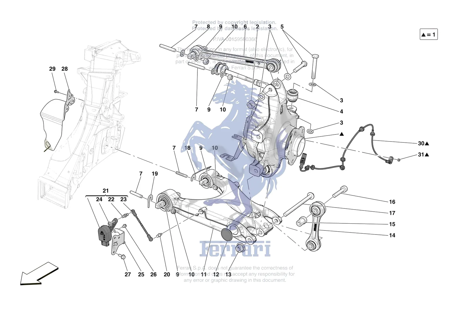 Ferrari SF90 XX Stradale [MECHANICAL SYSTEM] - D.27.02 - REAR SUSPENSION - ARMS exploded diagram