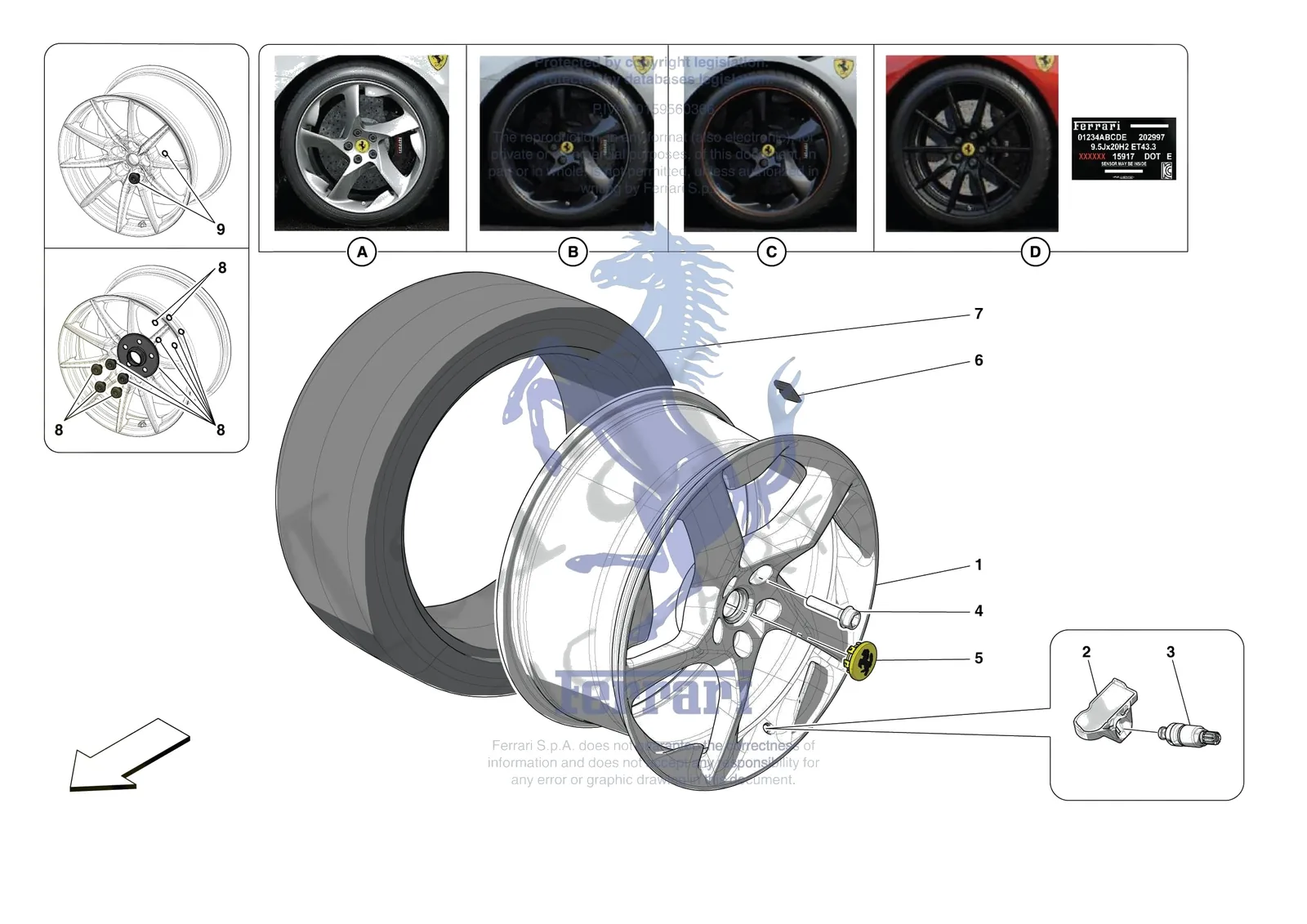 Ferrari SF90 XX Stradale [MECHANICAL SYSTEM] - D.29 - COMPLETE WHEELS exploded diagram