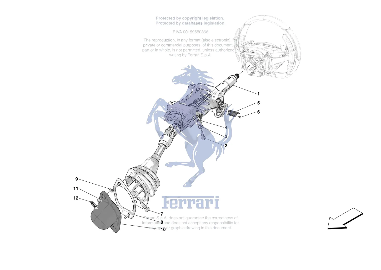 Ferrari SF90 XX Stradale [MECHANICAL SYSTEM] - D.30.01 - STEERING WHEEL AND STEERING SYSTEM - STEERING COLUMN exploded diagram