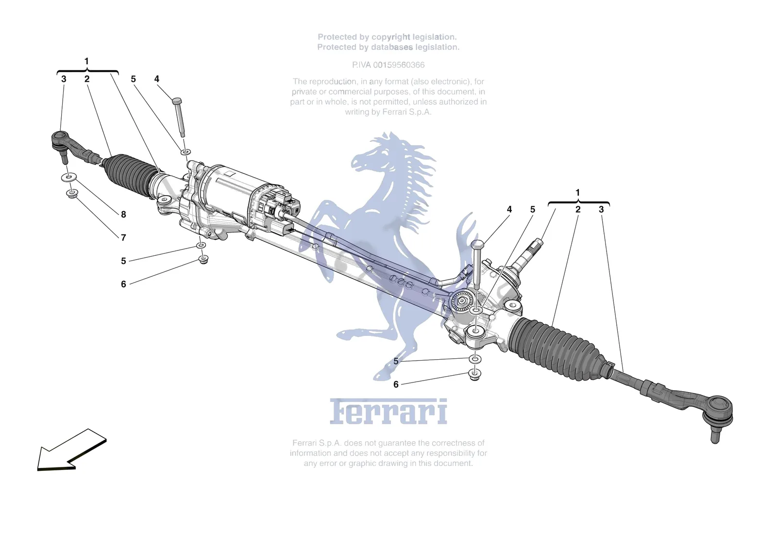 Ferrari SF90 XX Stradale [MECHANICAL SYSTEM] - D.31 - STEERING BOX exploded diagram