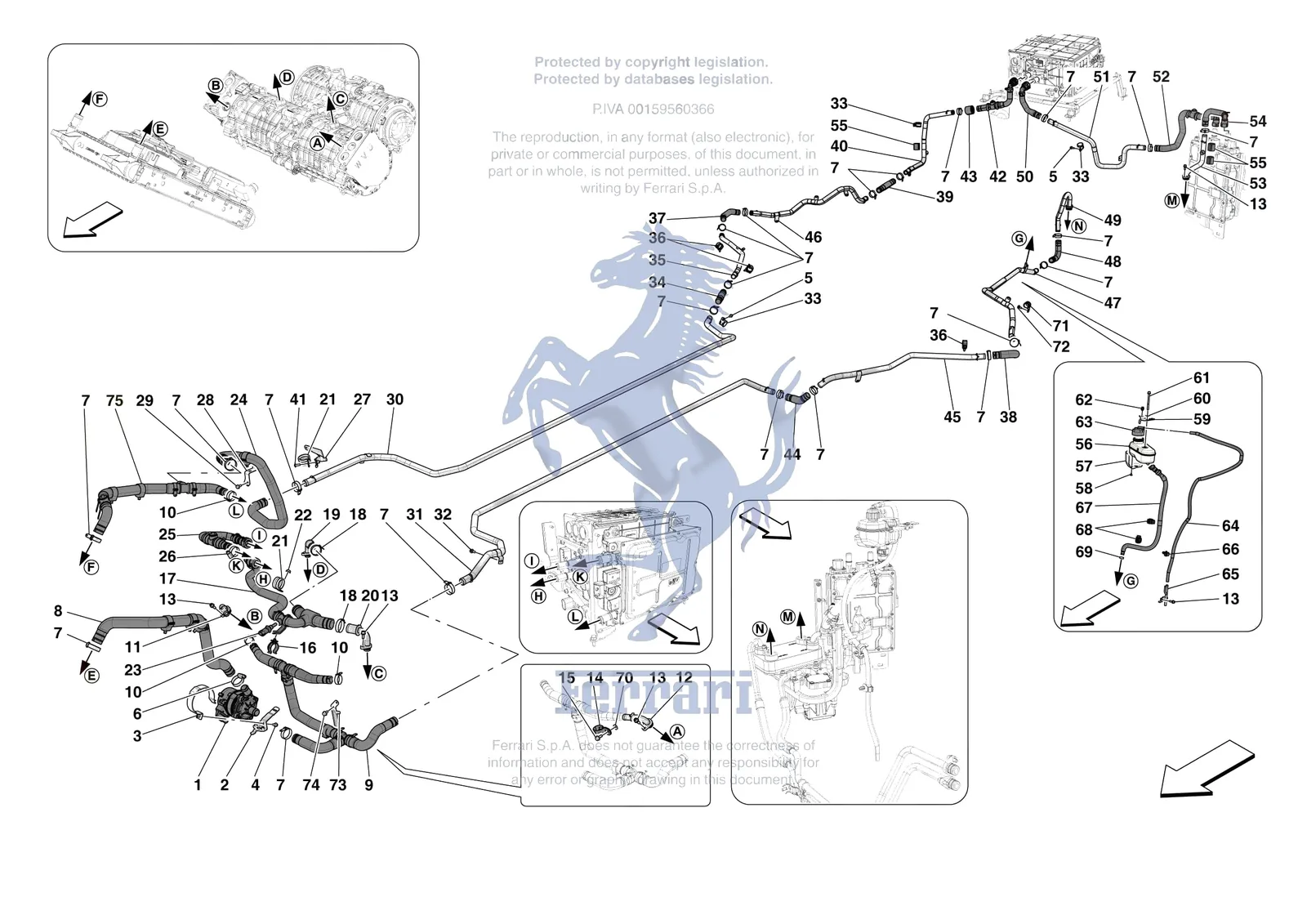 Ferrari SF90 XX Stradale [MECHANICAL SYSTEM] - D.35 - INVERTER COOLING exploded diagram