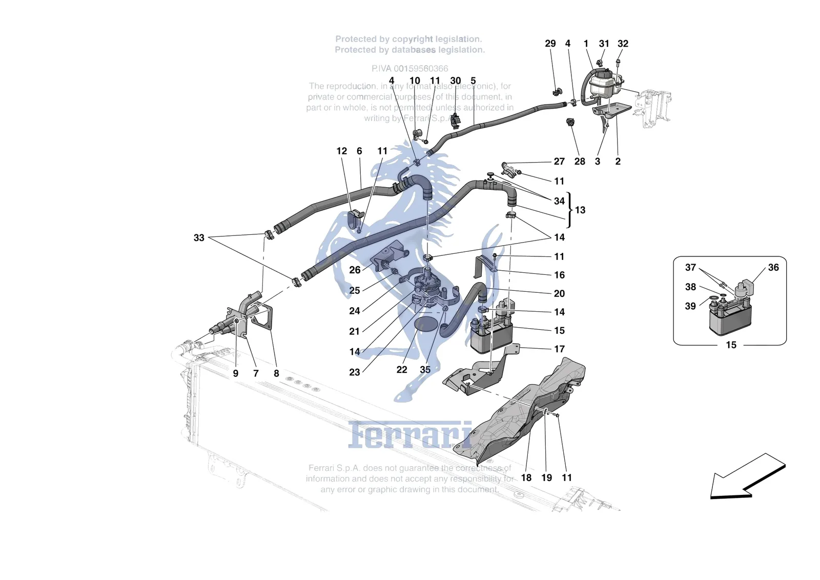 Ferrari SF90 XX Stradale [MECHANICAL SYSTEM] - D.36 - HV BATTERY COOLING exploded diagram
