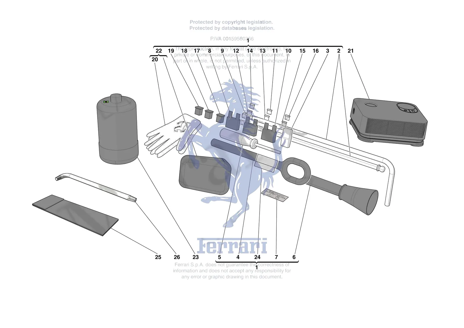 Ferrari SF90 XX Stradale [MECHANICAL SYSTEM] - D.38 - TOOLS PROVIDED WITH VEHICLE exploded diagram