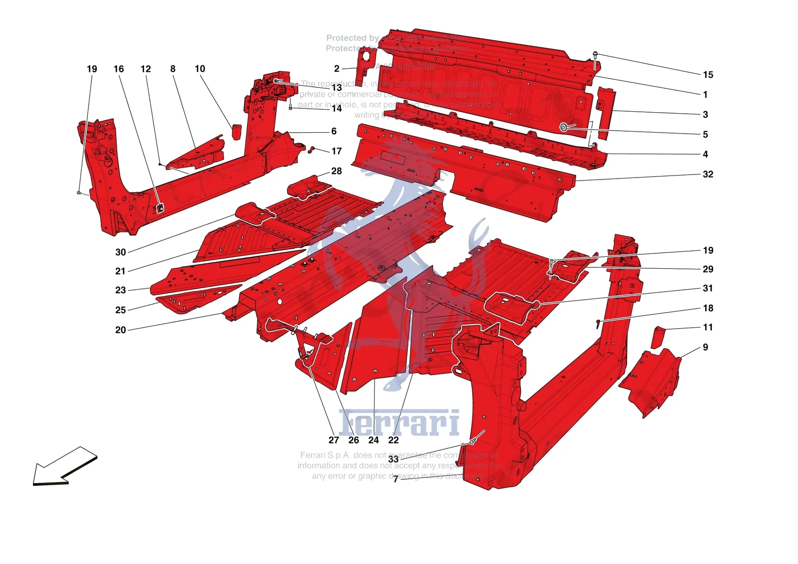 Ferrari SF90 XX Stradale [VEHICLE TRIM] - E.01.02 - STRUCTURES AND ELEMENTS CENTRE OF VEHICLE exploded diagram
