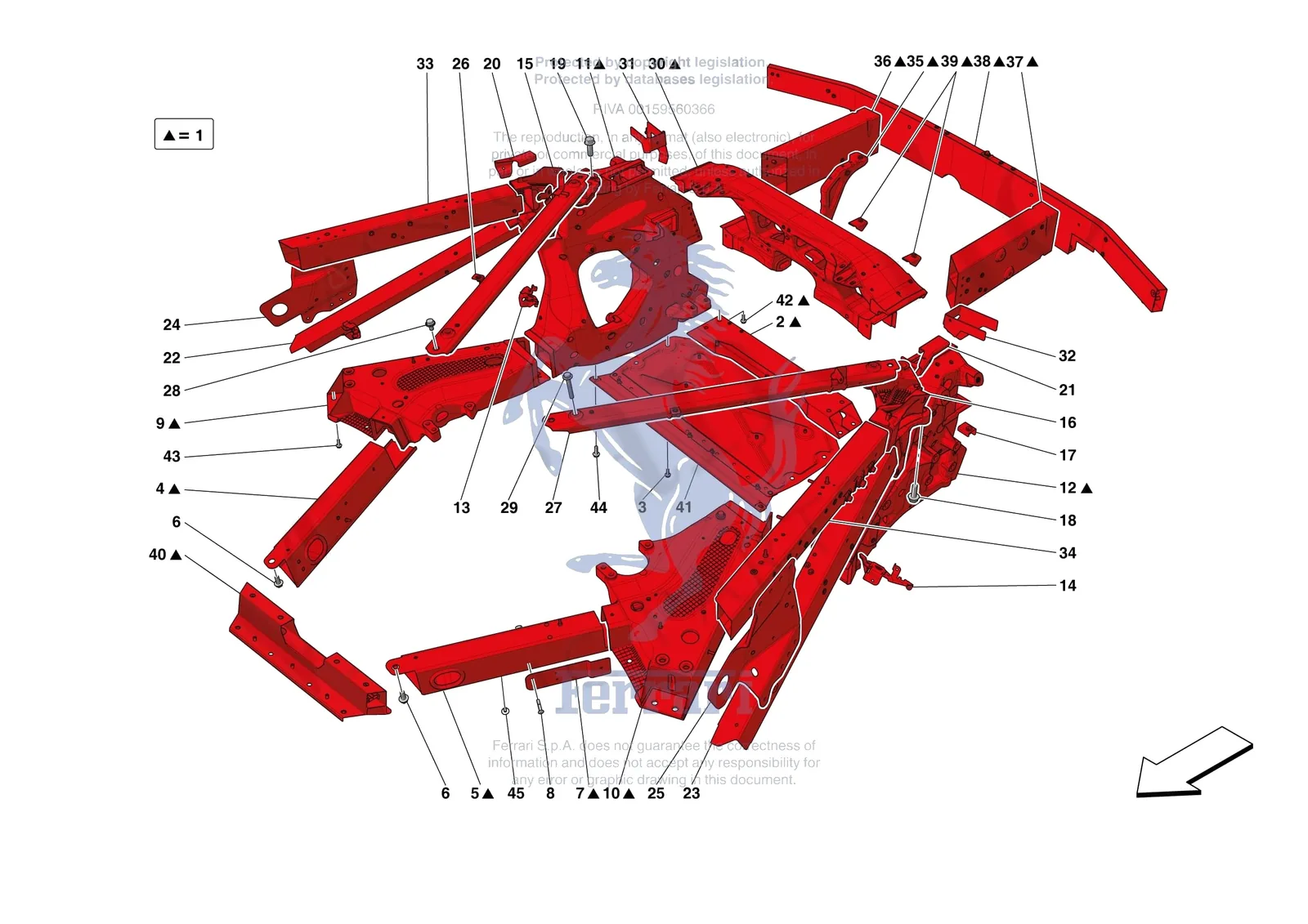 Ferrari SF90 XX Stradale [VEHICLE TRIM] - E.01.03 - STRUCTURES AND ELEMENTS REAR OF VEHICLE exploded diagram
