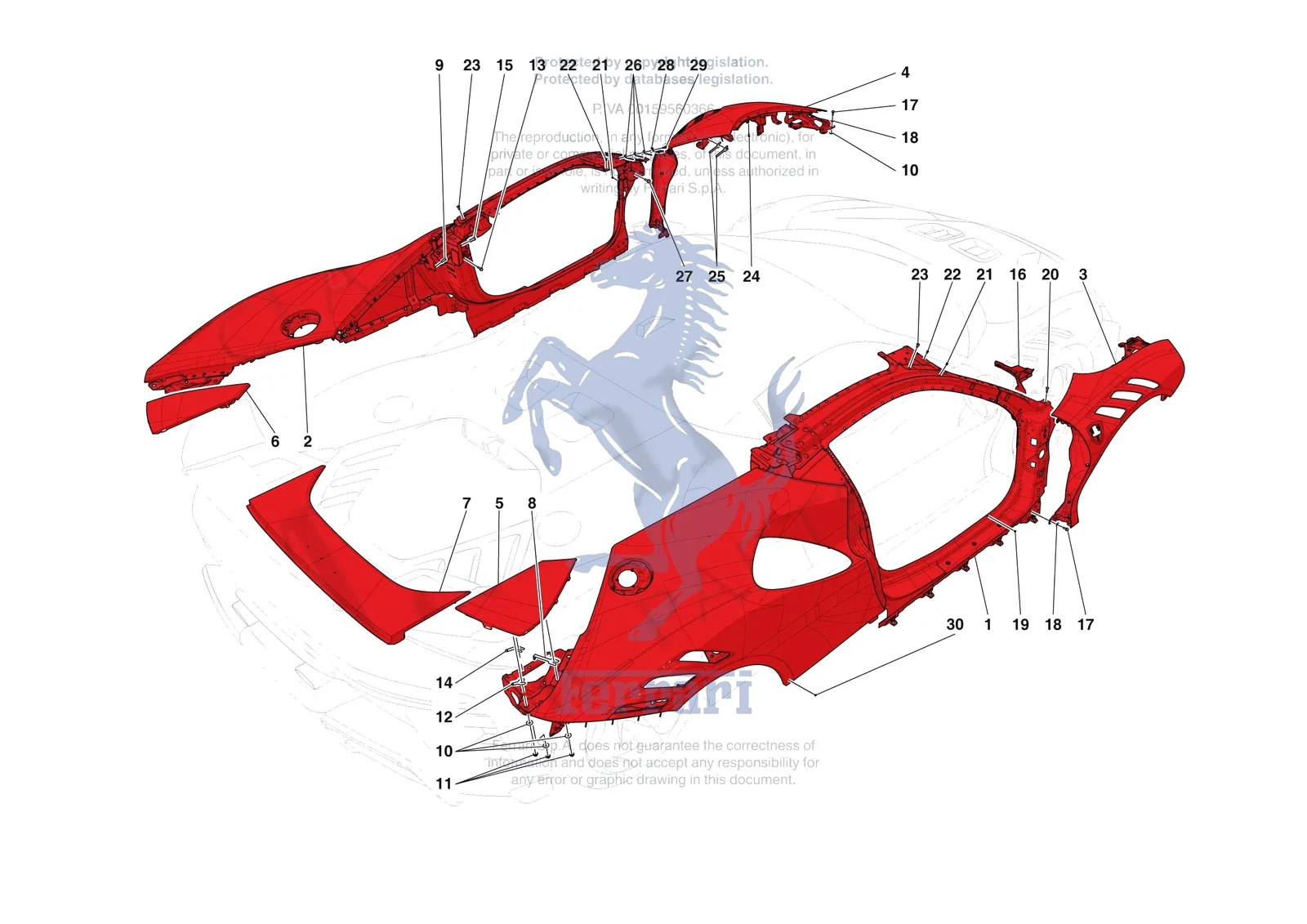 Ferrari SF90 XX Stradale [VEHICLE TRIM] - E.02 - LATERAL OUTER BODYSHELL exploded diagram