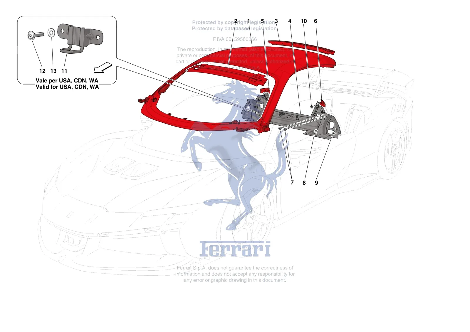 Ferrari SF90 XX Stradale [VEHICLE TRIM] - E.03 - ROOF exploded diagram