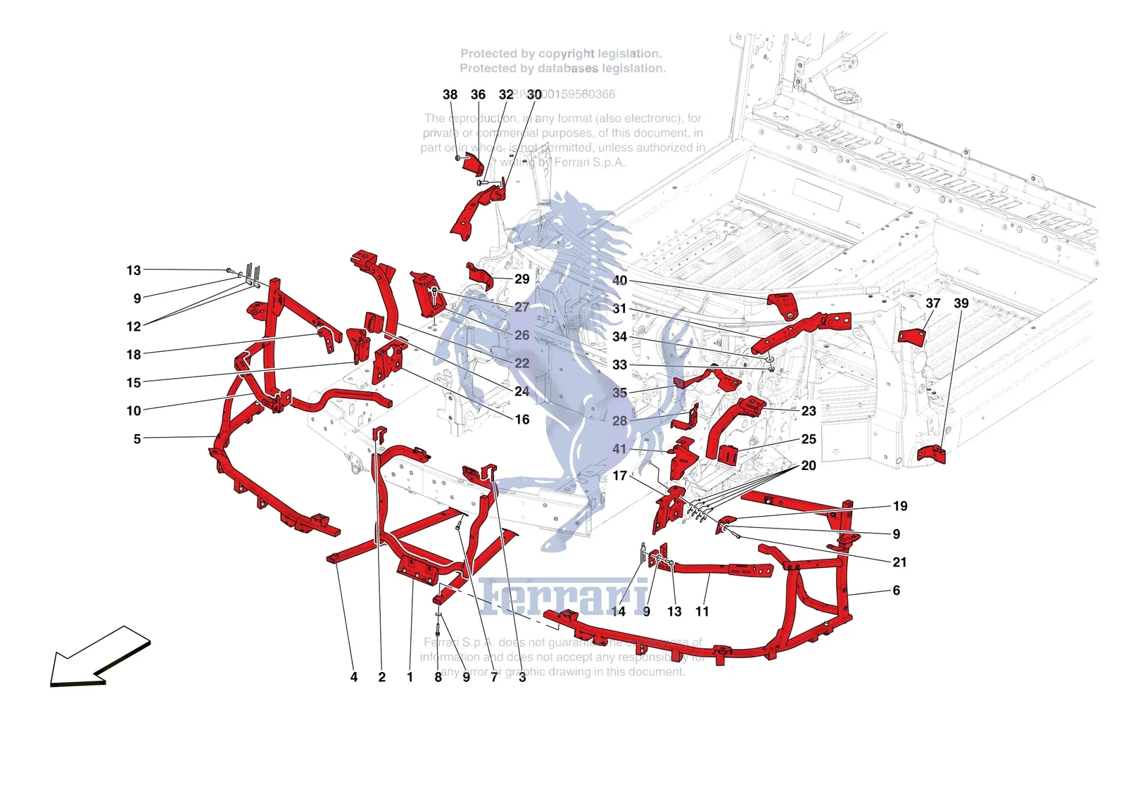 Ferrari SF90 XX Stradale [VEHICLE TRIM] - E.05 - FRONT SUBSTRUCTURE exploded diagram