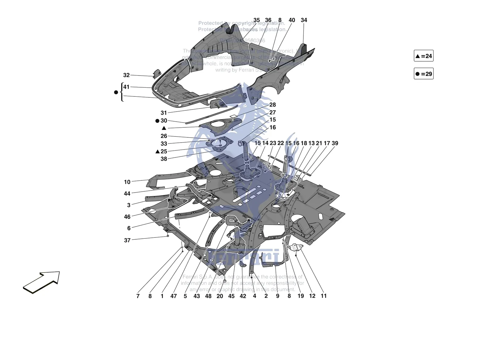 Ferrari SF90 XX Stradale [VEHICLE TRIM] - E.16 - REAR SHIELDS exploded diagram