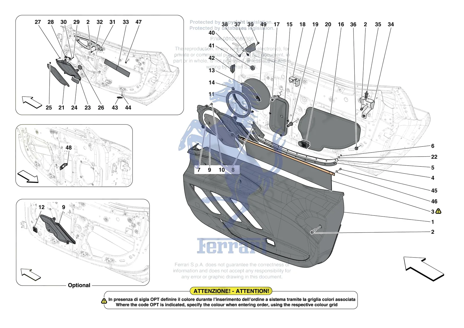 Ferrari SF90 XX Stradale [VEHICLE TRIM] - E.29.01 - DOORS - TRIM exploded diagram
