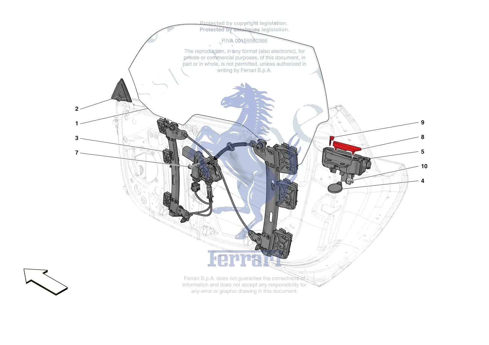 Ferrari SF90 XX Stradale [VEHICLE TRIM] - E.29.03 - DOORS - WINDOW AND WINDOW LIFTER exploded diagram