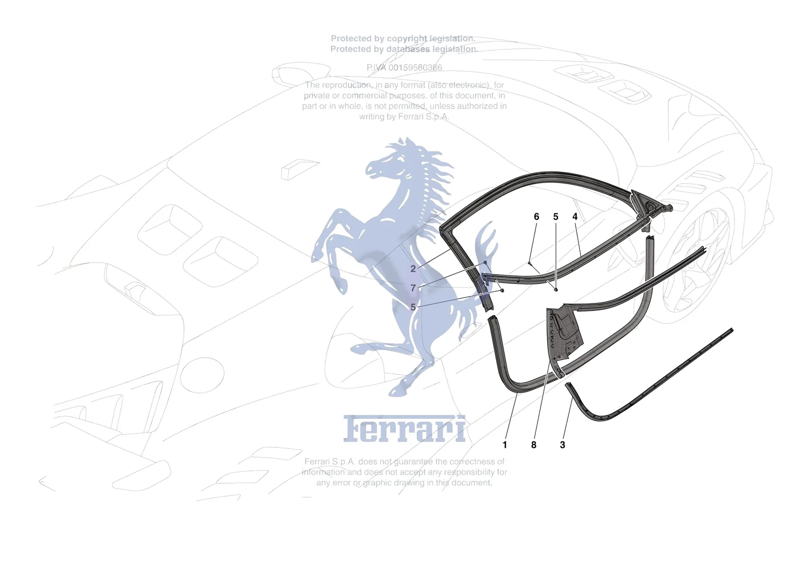 Ferrari SF90 XX Stradale [VEHICLE TRIM] - E.32 - DOOR SEALS exploded diagram